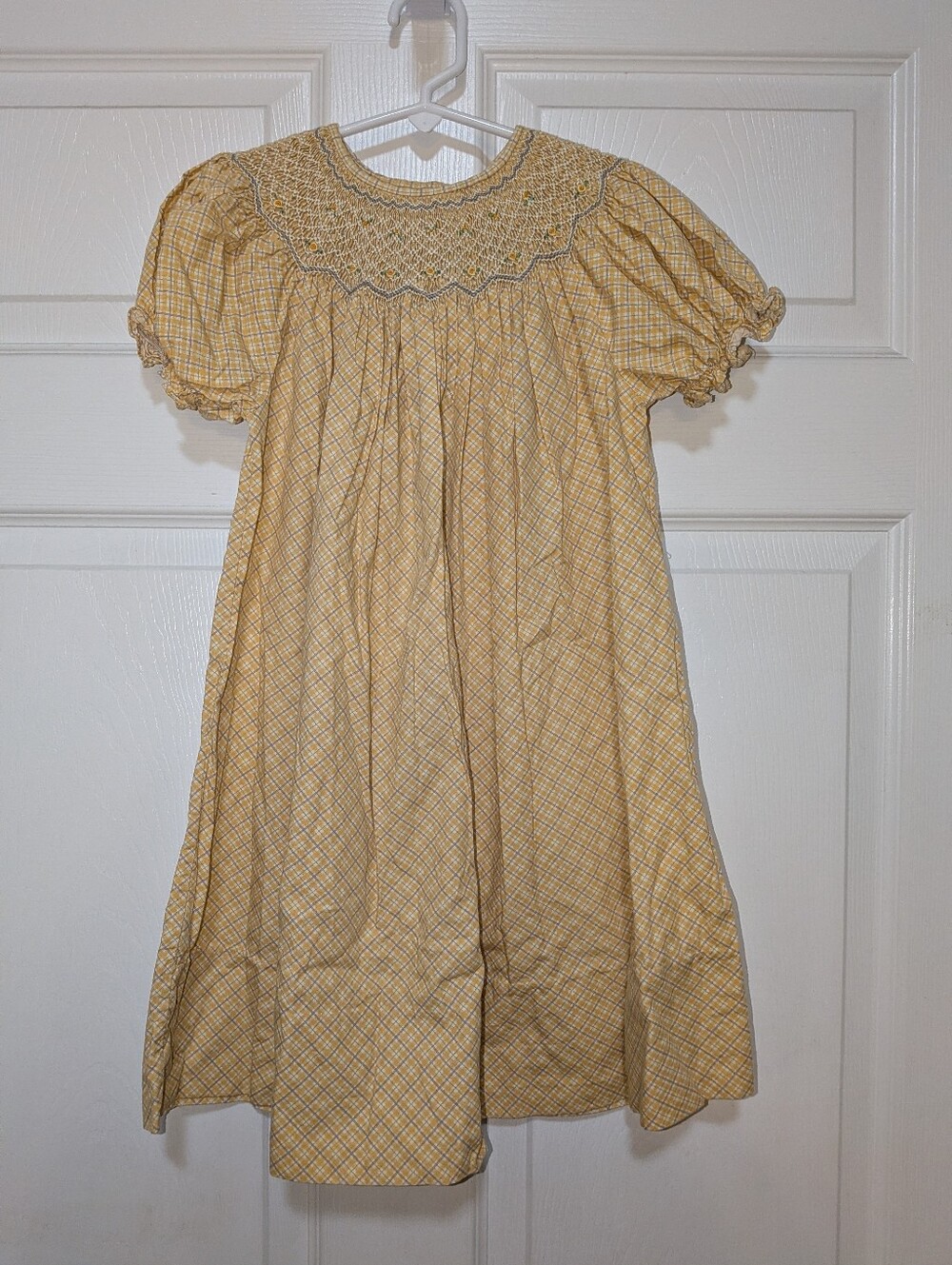 Rosalina Collections Smocked Yellow Checked Dress 3T